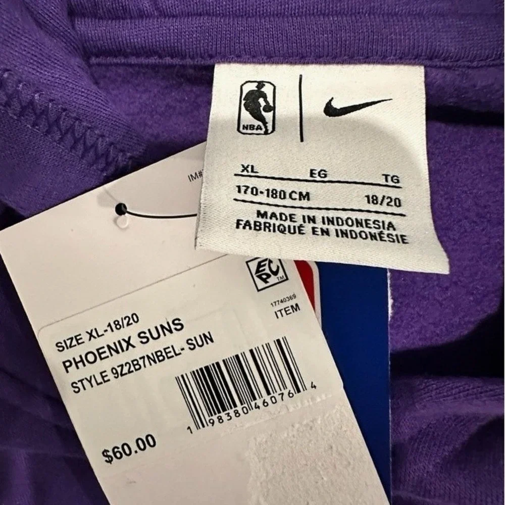 Nike Phoenix Suns Youth XL Hoodie NWT Purple City Edition Cactus Star 9Z2B7NBEL